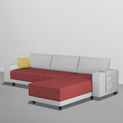 Linus RHS 4 Seater L Shape Sofa Set for Living Room (Maroon Grey Fabric) Premium Fabric Sofa