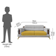 Falconar 3 Seater Sofa Set for Living Room (Yellow Grey Fabric) Premium Fabric Sofa