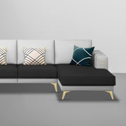 Falco RHS 6 Seater L Shape Sofa Set for Living Room (Black Grey Fabric) Premium Fabric Sofa