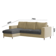 Charmi LHS 4 Seater L Shape Sofa Set for Living Room (Cream Black Fabric) Premium Fabric Sofa