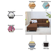 Lifestyle 4 Seater LHS L Shape Sofa Set for Living Room - (Brown Fabric) Premium Fabric Sofa Set