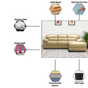 Raster RHS 4 Seater L Shape Sofa Set for Living Room (Cream) Premium Leathertte Fabric Sofa