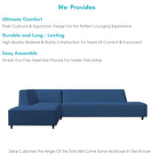 Casaliving Geletin 6 Seater LHS L Shape Sofa Set with Ottoman for Living Room (Blue Fabric) Premium Fabric Sofa