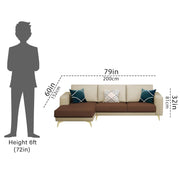 Falco LHS 4 Seater L Shape Sofa Set for Living Room (Cream Brown Fabric) Premium Fabric Sofa
