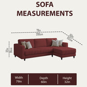 Oslo 4 Seater RHS L Shape Sofa Set for Living Room (Maroon Fabric) Premium Fabric Sofa Set for Living Room