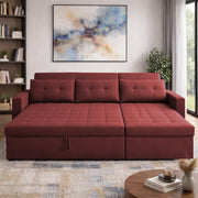 Casaliving Treshta 4 Seater LHS L - Shape Pull-Out Sofa Cum Bed with Storage Sofa for Living Room (Brown Fabric Color) Premium Fabric Sofa Set for Living Room Sofa Cum Bed
