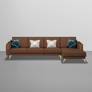 Falco RHS 6 Seater L Shape Sofa Set for Living Room (Brown Fabric) Premium Fabric Sofa