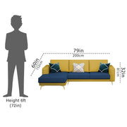 Falco LHS 4 Seater L Shape Sofa Set for Living Room (Blue Yellow Fabric) Premium Fabric Sofa