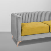 Ember 3 Seater Sofa Set for Living Room (Yellow Grey Colour) Premium Fabric Sofa