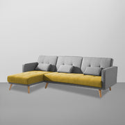 Gamora LHS 4 Seater L Shape Sofa Set for Living Room (Yellow Grey) Premium Fabric Sofa