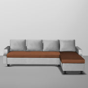 Asper RHS 6 Seater L Shape Sofa Set for Living Room (Brown Grey Fabric) Premium Fabric Sofa