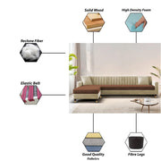 Garcia LHS 6 Seater L Shape Sofa Set for Living Room (Black Grey - Colour) Premium Fabric Sofa Set