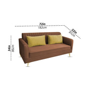 Deren 3 Seater Sofa Set for Living Room (Brown Colour) Premium Fabric Sofa