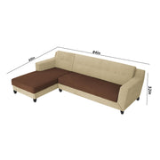 Fracher LHS 4 Seater L Shape Sofa Set for Living Room (Cream Brown Fabric) Premium Fabric Sofa
