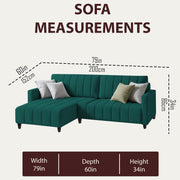 Netlie 4 Seater LHS L Shape Sofa Set for Living Room (Pine Fabric) Premium Fabric Sofa Set for Living Room