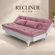 Casaliving Danny Sofa Cum Bed for Living Room Premium Fabric Sofa New 3 Seater Sofa Cum Bed Velvet Fabric with 2 Cushions and Suitable for All Indoor (Black Grey)