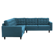 Adonway 6 Seater L Shape Sofa Set with Center Table for Living Room (Turquise) Premium Fabric Sofa