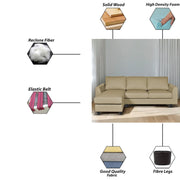Danver LHS 4 Seater L Shape Sofa Set for Living Room (Cream Fabric) Premium Fabric Sofa