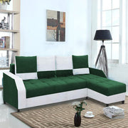 Severny 6 Seater L Shape Sofa Set for Living Room (Green Grey Fabric) Right Side