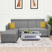 Emma RHS 6 Seater L Shape Sofa Set for Living Room (Grey Fabric)