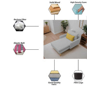 Vive 1 Seater Lounge Sofa for Living Room (Grey Colour) Premium Fabric Sofa