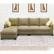 Rihan 6 Seater L Shape Sofa Set Living Room (Cream Fabric) Left Side Sofa