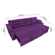 Grance LHS 4 Seater Corner Sofa Cum Bed for Living Room (Black Fabric) Premium Fabric Sofa