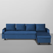 Asper RHS 6 Seater L Shape Sofa Set for Living Room (Blue Fabric) Premium Fabric Sofa
