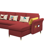 Ventos RHS 6 Seater L Shape Sofa Set for Living Room (Maroon) Premium Velvet Fabric