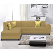 Rio 6 Seater L Shape Sofa for Living Room | Color - Beige Leatherette | Left Side Sofa