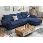 Hudson 4 Seater L Shape Sofa Set for Living Room (Dark Blue Fabric) Right Side