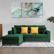 Hazer 4 Seater L Shape Sofa Set for Living Room (Green Fabric) Left Side