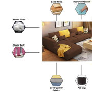 Casaliving Minta LHS 6 Seater L Shape Sofa Set for Living Room (Brown Fabric)