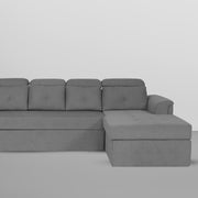 Elvi RHS 6 Seater L Shape Sofa Set for Living Room (Dark Grey Fabric) Premium Fabric Sofa