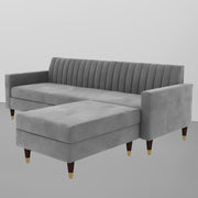 Grayon 3 Seater Convertible Sofa Set for Living Room, 3 Seater & Ottoman Modular Sectional Couch for Small Space (Black Colour) Fabric Sofa Set