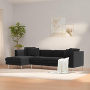 Vesco LHS 6 Seater L Shape Sofa Set for Living Room (Black) Premium Fabric Sofa