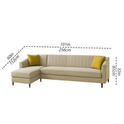 Neyami LHS 6 Seater L Shape Sofa Set for Living Room (Cream) Premium Fabric Sofa Set