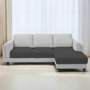 Casaliving Logan RHS 4 Seater L Shape Sofa Set for Living Room (Blue Black Fabric) Premium Fabric Sofa