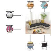Jester 4 Seater Sofa Set with Center Table for Living Room (Cream Black Colour) Premium Fabric Sofa