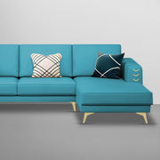 Falco RHS 4 Seater L Shape Sofa Set for Living Room (Turquise Fabric) Premium Fabric Sofa