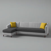 Neyami LHS 6 Seater L Shape Sofa Set for Living Room (Black Grey) Premium Fabric Sofa Set
