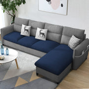 Andon 6 Seater L Shape Sofa Set for Living Room (Black Grey Fabric) Left Side Sofa