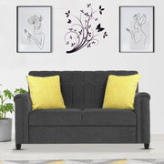 Casaliving Rogelio 2 Seater Sofa Set for Living Room (Black Fabric)