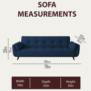Francois 3 Seater Convertible Sofa Cum Bed for Living Room (Blue Fabric) Premium Fabric Sofa