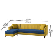 Neyami LHS 6 Seater L Shape Sofa Set for Living Room (Blue Yellow) Premium Fabric Sofa Set