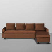 Asper RHS 6 Seater L Shape Sofa Set for Living Room (Brown Fabric) Premium Fabric Sofa