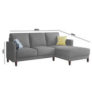 Swaloni RHS 4 Seater L Shape Sofa Set for Living Room (Grey) Premium Fabric Sofa