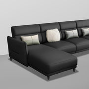 Casaliving Skynet LHS 6 Seater L Shape Sofa Set for Living Room (Black Colour) Premium Fabric Sofa Set