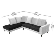 Casaliving Bradley LHS 4 Seater L Shape Sofa Set for Living Room (Black Grey Fabric) Premium Fabric Sofa