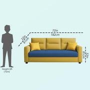 Evona 3 Seater Sofa Set for Living Room (Blue Yellow Colour Fabric) Premium Fabric Sofa